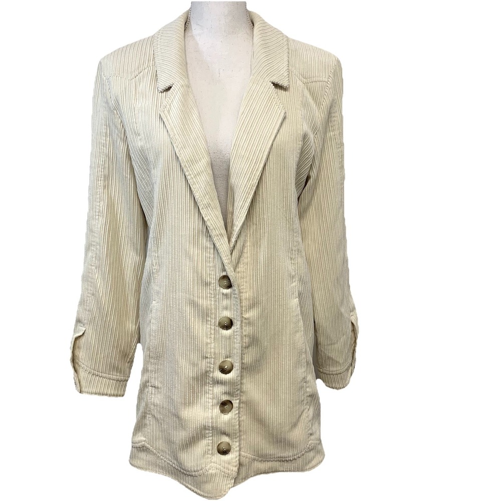 For Love‎ & Lemons Corduroy Jacket XS Long Line Pockets Oversize Neutral Minimal